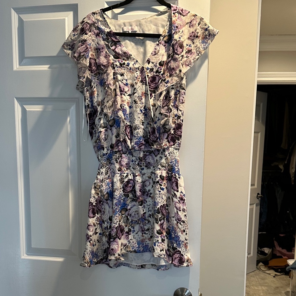 Parker Purple and White Floral Dress